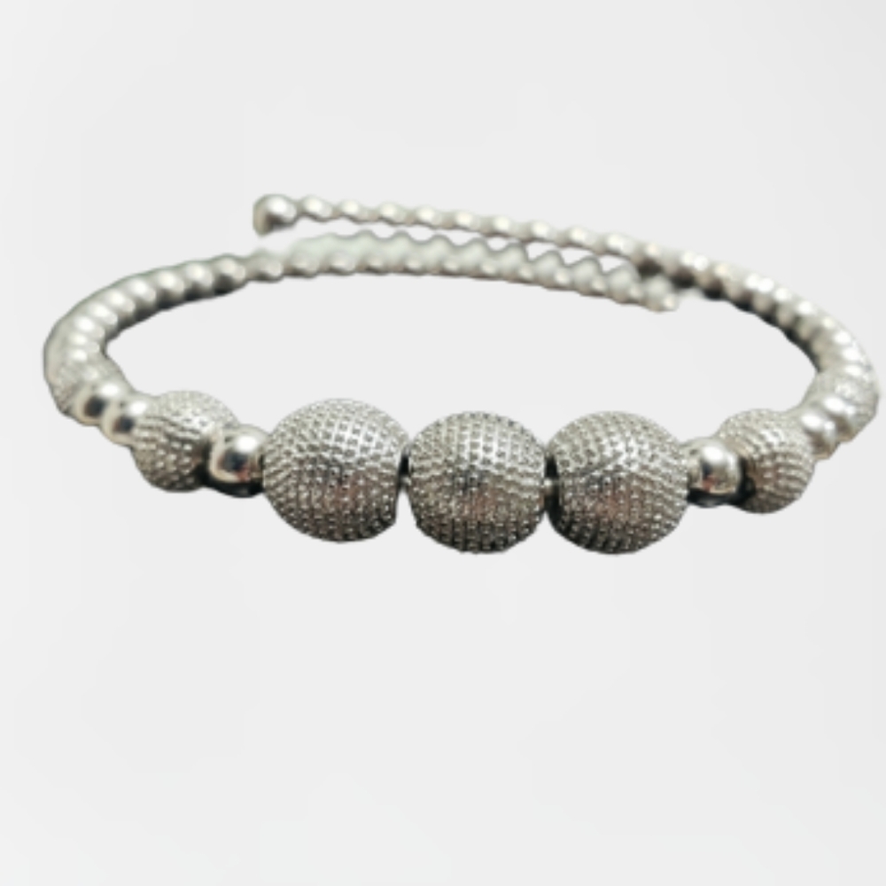 Quality Silver Metal Studded Ball Beaded Wrap Bracelet